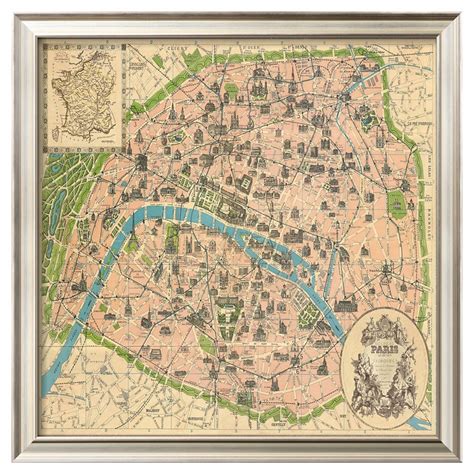 Art.com - Vintage Paris Map - Framed Print | Paris map, Vintage paris, Framed maps