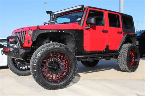 2014 RED JEEP WRANGLER UNLIMITED SPORT WITH 4″ LIFT AND 38″ TIRES ON 24" WHEELS | Red jeep, Red ...