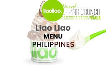 Llao Llao Menu Prices in Philippines May 2024