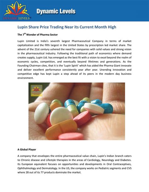 Lupin Share Price Trading Near its Current Month High by Dynamic Levels - Issuu