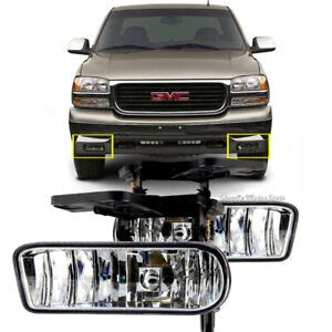 For GMC 99-02 Sierra / 01-06 Yukon Clear Fog Lights Bumper Lamps W/Bulbs | eBay