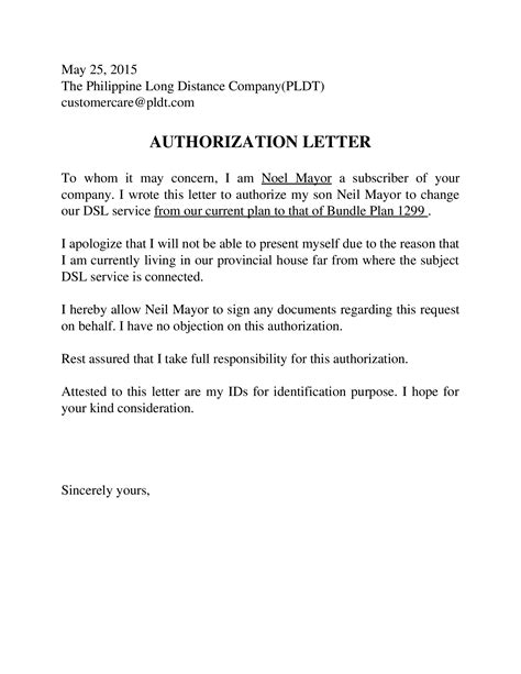 (DOCX) PLDT Authorization Letter Sample - PDFSLIDE.NET