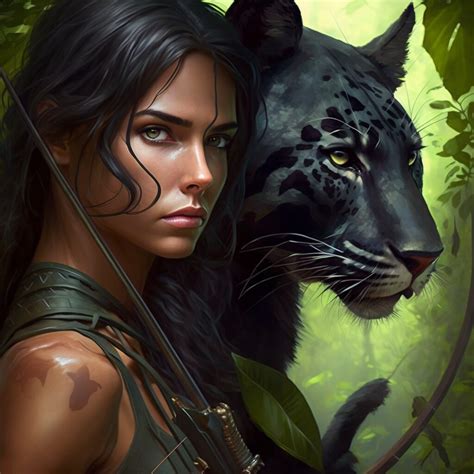 ArtStation - An archer-girl with a panther