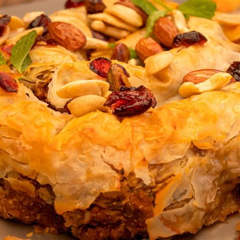 Moroccan butternut Phyllo pie drizzled with honey nuts & cranberry ...