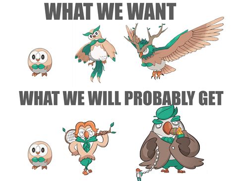 If we're being realistic about Rowlet's evolutions here | Rebrn.com