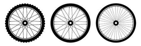 Bicycle Wheels 3 Types Of Bike Rubber Vector Illustration Stock ...