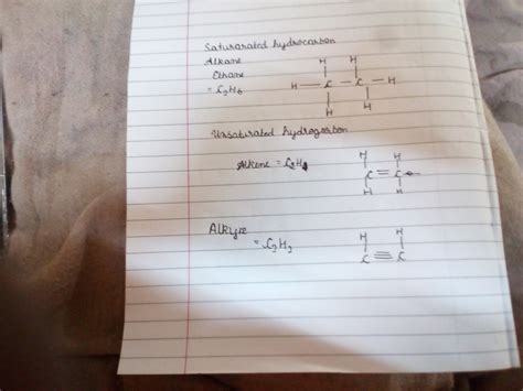 Draw the structures of saturated and unsaturated hydrocarbon each containing two carbon atoms ...