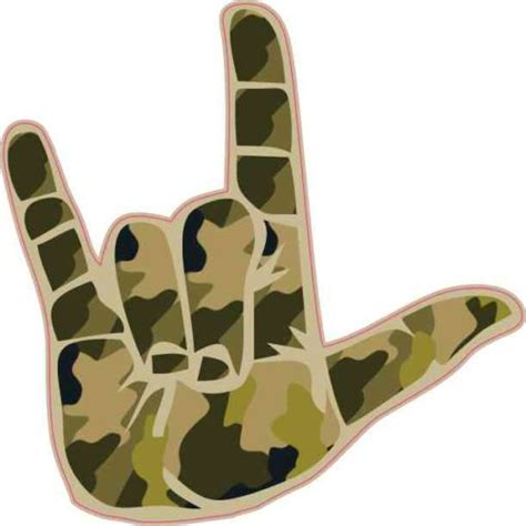 4in x 4in Camouflage ASL I Love You Sticker