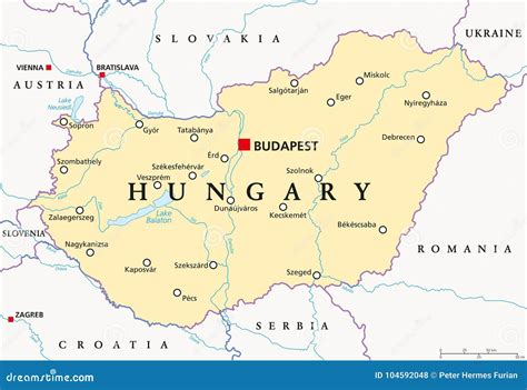 Hungary Political Map stock vector. Illustration of serbia - 104592048