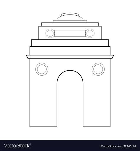 India gate outline Royalty Free Vector Image - VectorStock