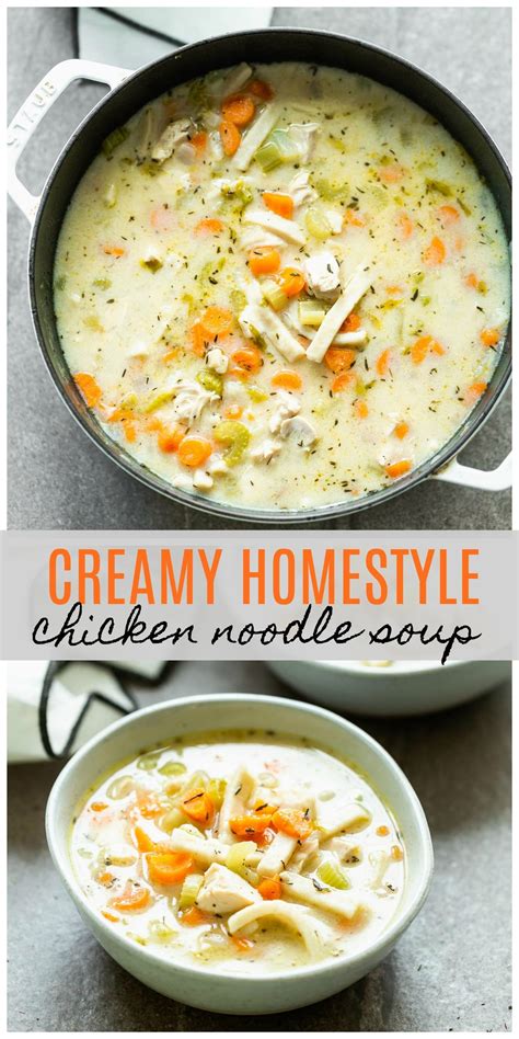 Creamy Homestyle Chicken Noodle Soup is so full of flavor! The perfect ...