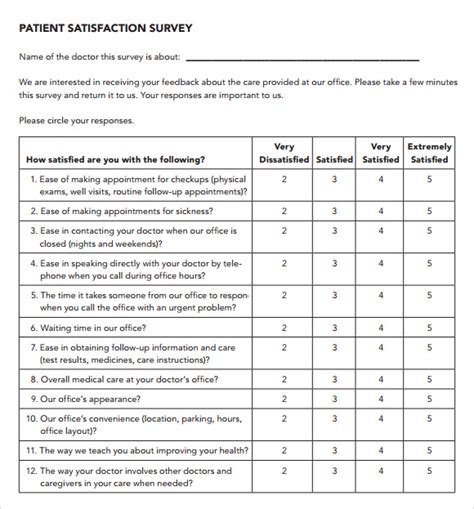 Printable Patient Satisfaction Survey Template - Printable Templates