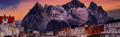 Lofoten Islands with their snowy mountains and nature HD wallpaper download