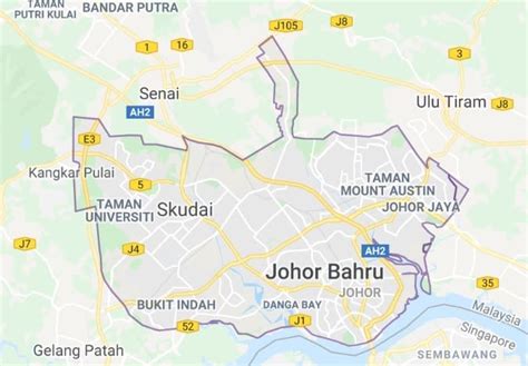 Peta Kota Johor Bahru, Malaysia Terbaru Lengkap HD