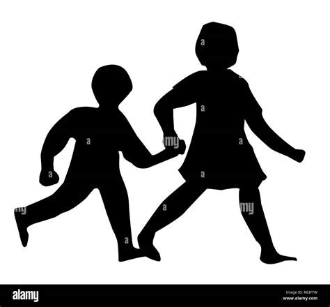 Children Walking Silhouette Stock Photo - Alamy