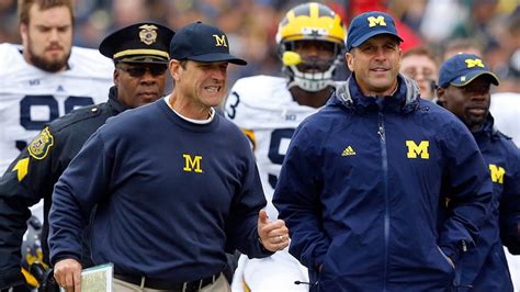 Jim Harbaugh joined by brother John for Michigan win