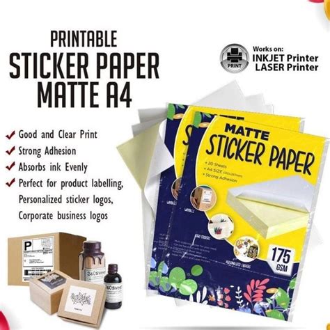 Matte Sticker Paper A4 175GSM (20 sheets) | Shopee Philippines