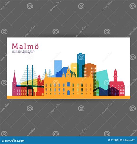 Malmo Colorful Architecture Vector Illustration Stock Vector - Illustration of church, flat ...