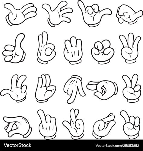 Cartoon funny drawing hands in gloves set Vector Image