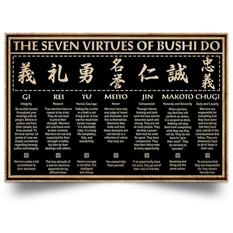 Seven Virtues of Bushido Samurai Poster No Frame / Canvas | Etsy