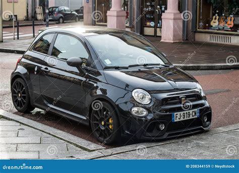 Front View of Black Fiat 500 Abarth Parked in the Street Editorial ...