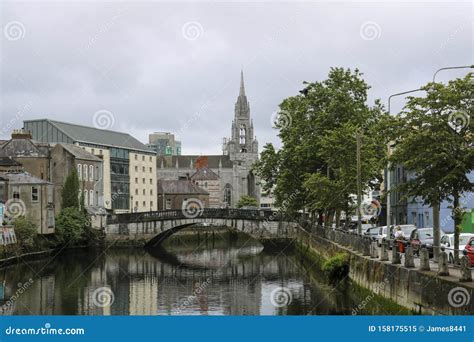 Bank of the River Lee in Cork. Stock Image - Image of church, center ...