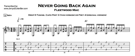 Fleetwood Mac – Never Going Back Again - Guitar Lesson, Tab & Chords