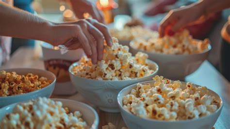 Premium Photo | A movie projected onto a blank white wall with bowls of ...