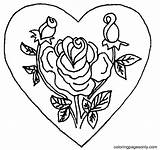 Love Heart With Roses Coloring Page  Free Printable Coloring Pages sketch template
