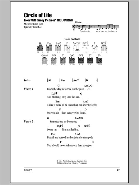 Circle Of Life by Elton John - Guitar Chords/Lyrics - Guitar Instructor