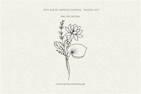 July Birth Month Flower, Water Lily Svg Bouquet