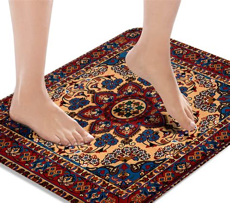 Bath Mats for Bathroom, Western Bathroom Rugs No Silp,Red Persian Design Washable Cover Floor ...