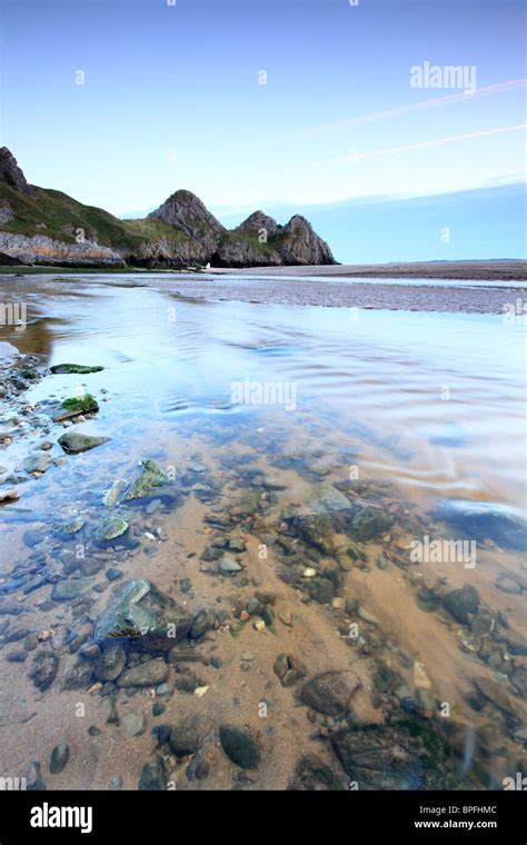 Three Cliffs Bay Stock Photo - Alamy