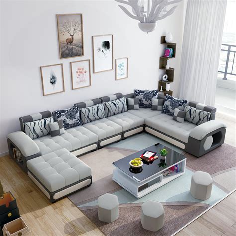 White Color U Shape Modern Sectional Sofa Couch Chaise (S889) - China Fabric Sofa and Sectional Sofa