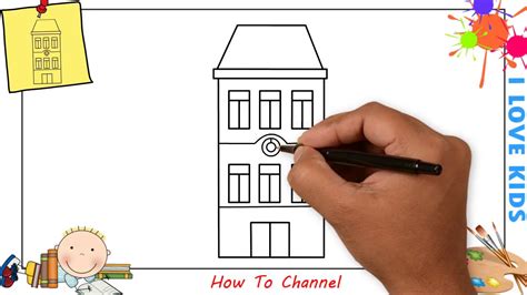 How to draw a building EASY step by step for kids, beginners, children - YouTube