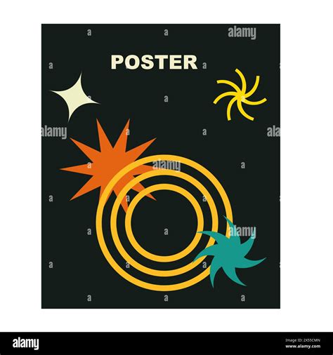 Brutalist posters set with naive playfull shapes and smile stickers ...