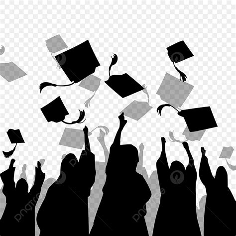 Graduates Throwing Hats Silhouette PNG Transparent, University Graduates Celebrate Graduation ...