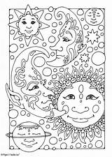 Fantasy Sun And Moon Coloring Page sketch template