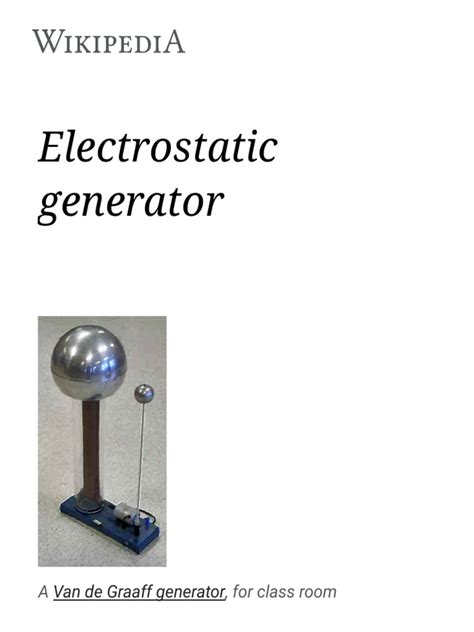 Electrostatic Generator | PDF | Physical Quantities | Electrostatics