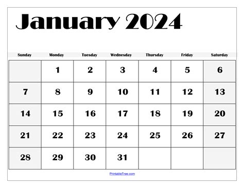 2024 Blank Calendar January Free Template - Calendar 2024 Custom