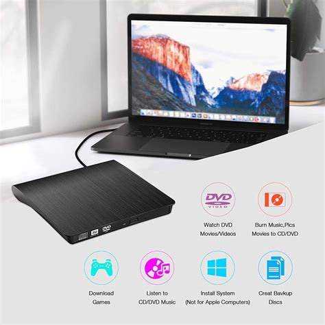 External CD Drive USB 3.0 Portable Slim External DVD Drive，CD DVD +/-RW ROM Rewriter Burner ...