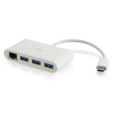 C2G USB-C to Ethernet Adapter with 3-Port USB Hub - White - Walmart.com ...