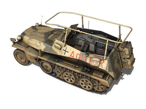 sd kfz 250 3 - adler - halftrack command variant 3d model obj 3ds fbx ...