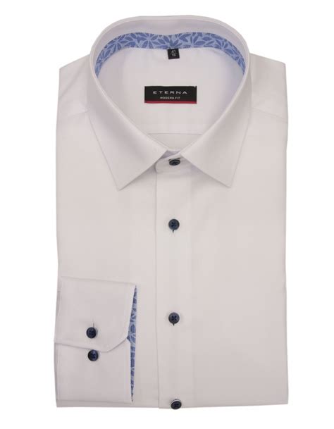 Eterna Pure Cotton Natte Weave Shirt - White - Shirts from Fields Menswear UK