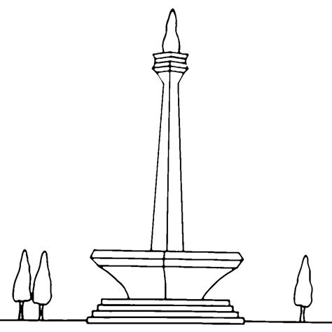 Monumen Nasional dengan tiga pohon