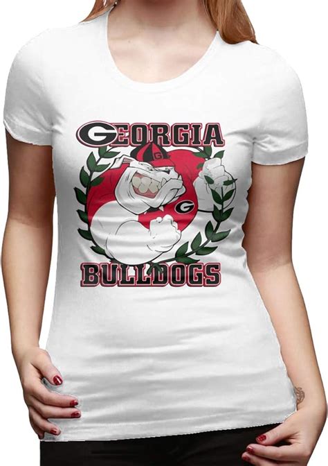 Amazon.com: Georgia Bulldogs White Women's Short Sleeve Tshirts Crew Neck Graphic Tshirt for ...