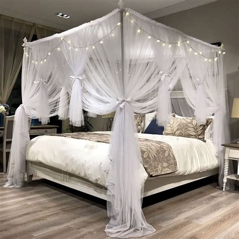 4 Corners Post Canopy Bed Curtain - Royal Luxurious (QUEEN) | Canopy ...