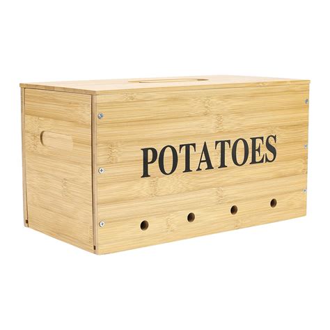 Buy Xbopetda Potato Storage, Wooden Storage Bin for Potato, Kitchen Storage Canister with Lid ...