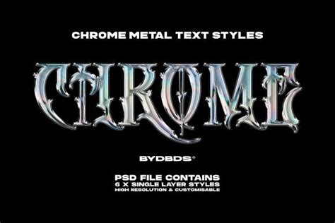 Chrome Metal Text Styles | Text style, Metal typography, Graphic design fonts