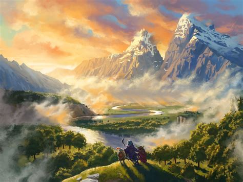 Wallpaper : landscape, fantasy art, artwork, illustration, digital, mountains, clouds, forest ...